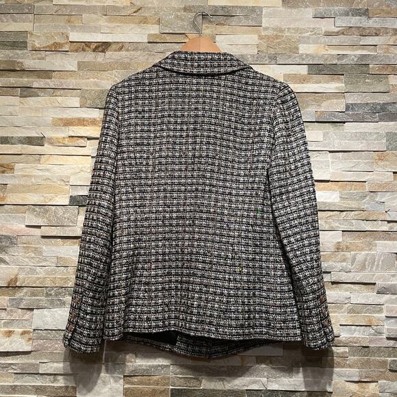 Chanel 05 Black White Plaid Tweed Sequin Jacket FR 40 | Gold Buttons Blazer Rare - Picture 8 of 16